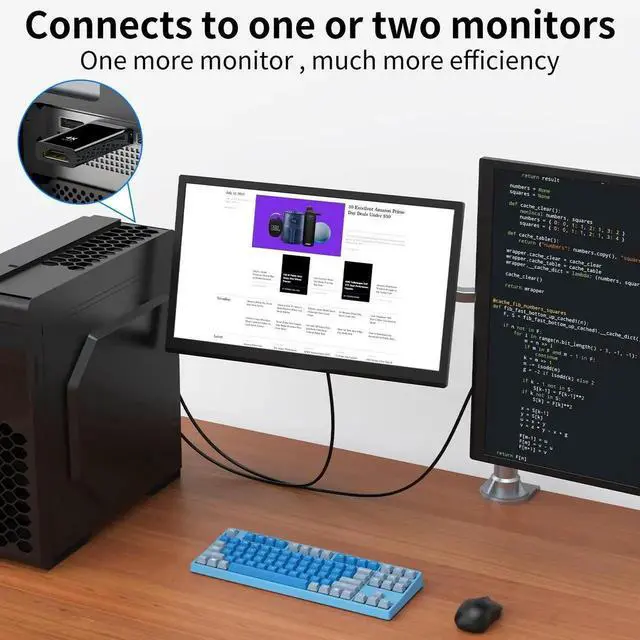 Alt view image 2 of 6 - JAENFONG  4K DisplayPort to HDMI Adapter 2-Pack,24K Gold Plated Uni-Directional Display Port DP to HDMI Passive Adapter Compatible for HP, HDTV, AMD, NVIDIA,Dell, GPU,Projector, PC,Desktop