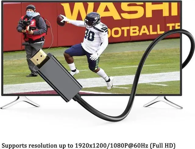 Alt view image 3 of 6 - JAENFONG DisplayPort (DP) to HDMI Cable 10 Feet Display Port to HDMI Cable Male to Male Adapter 1080P@60Hz Video Audio Cord for Monitor Desktop Projector and More