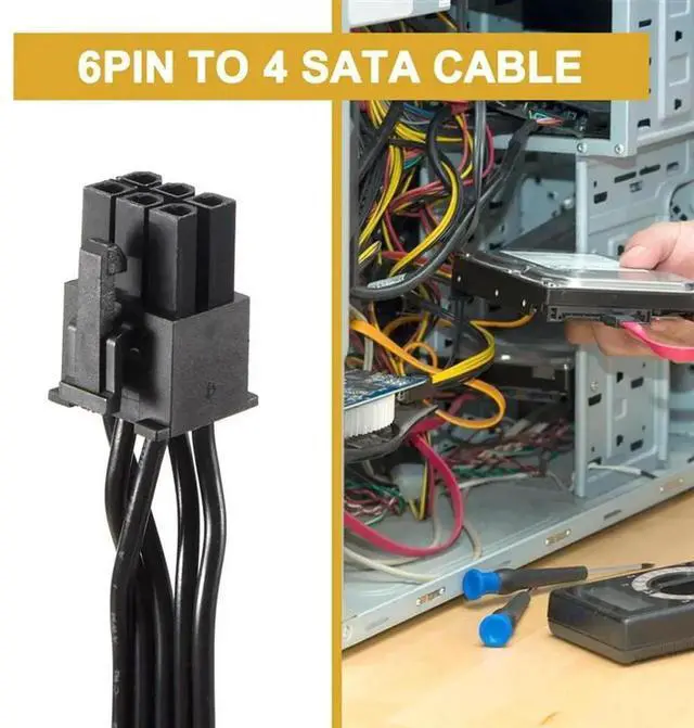 Main image of JAENFONG Pcie 6Pin Male To 4 SATA Power Supply Cable For Seasonic Focus+/ MK3/ FX/ P Series 850PX 750PX 650PX 550PX PSU
