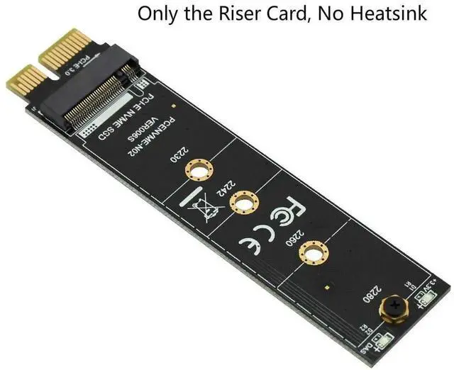 Alt view image 7 of 7 - JAENFONG PCI-E PCI Express 3.0 X1 to M.2 M Key Interface NVMe SSD PCIE M.2 Riser Card Adapter Heatsink SSD 2230 2242 2260 2280 Full Speed (with Black Heatsink)