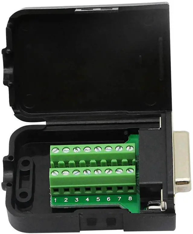 Alt view image 3 of 7 - JAENFONG DB15 Breakout Connector, DB15 D-SUB Female Solderless Serial to Screw Wiring Terminal Signal Module Breakout PCB Board with Plastic Case & Screws Long Bolt (Black) (FB)
