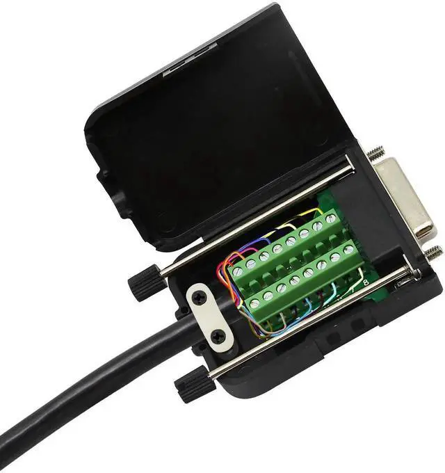 Alt view image 7 of 7 - JAENFONG DB15 Breakout Connector, DB15 D-SUB Female Solderless Serial to Screw Wiring Terminal Signal Module Breakout PCB Board with Plastic Case & Screws Long Bolt (Black) (FB)