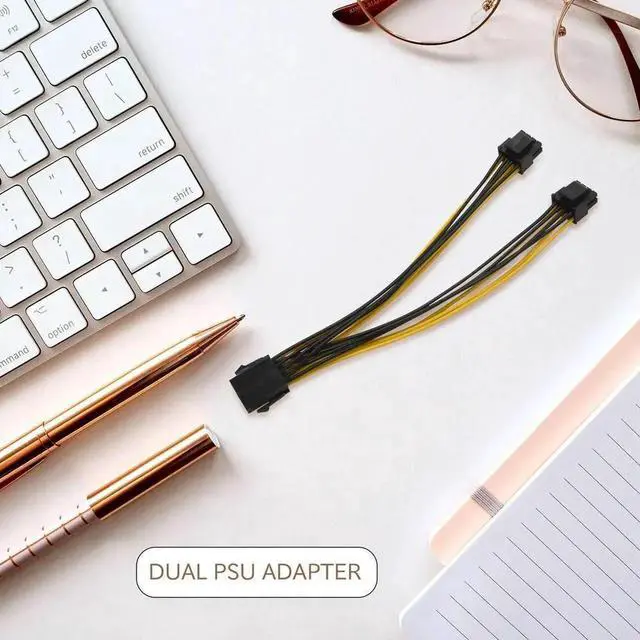 Alt view image 2 of 4 - JAENFONG CPU 8Pin Female 1 To 2 Male 4+4Pin Y Splitter Power Supply Cable Cord 18AWG 20CM