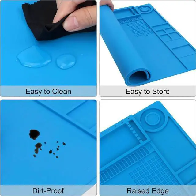 Alt view image 6 of 7 - JAENFONG Soldering Mat - Large, Heat Resistant Up to 932F, Magnetic, Silicone Work Mat for Soldering Iron, Electronic & PC Building - Size 21.7" x 15.8