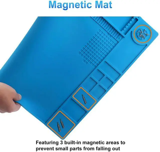 Alt view image 5 of 7 - JAENFONG Soldering Mat - Large, Heat Resistant Up to 932F, Magnetic, Silicone Work Mat for Soldering Iron, Electronic & PC Building - Size 21.7" x 15.8