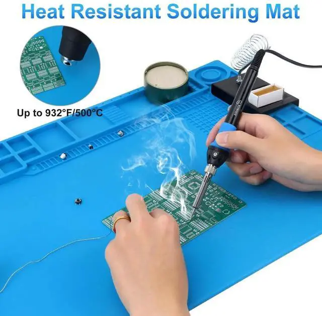 Alt view image 4 of 7 - JAENFONG Soldering Mat - Large, Heat Resistant Up to 932F, Magnetic, Silicone Work Mat for Soldering Iron, Electronic & PC Building - Size 21.7" x 15.8