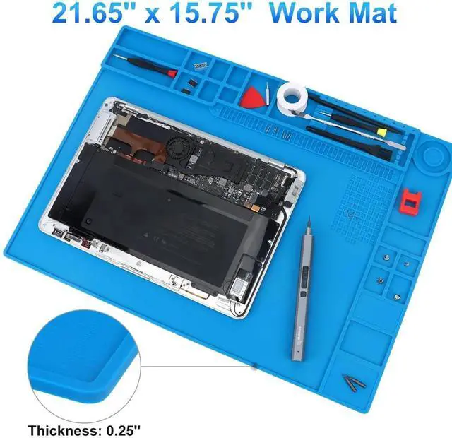 Alt view image 3 of 7 - JAENFONG Soldering Mat - Large, Heat Resistant Up to 932F, Magnetic, Silicone Work Mat for Soldering Iron, Electronic & PC Building - Size 21.7" x 15.8