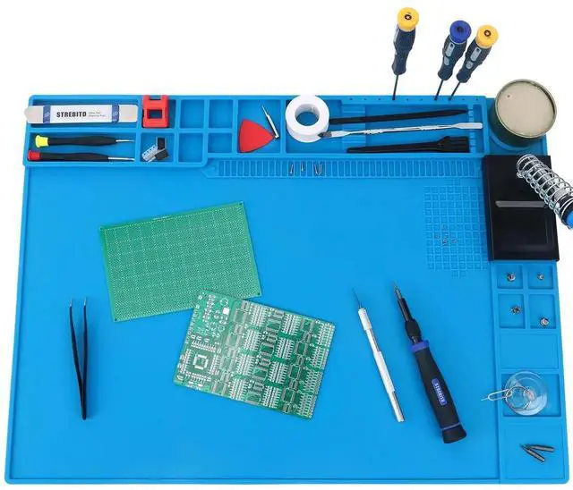 Main image of JAENFONG Soldering Mat - Large, Heat Resistant Up to 932F, Magnetic, Silicone Work Mat for Soldering Iron, Electronic & PC Building - Size 21.7" x 15.8