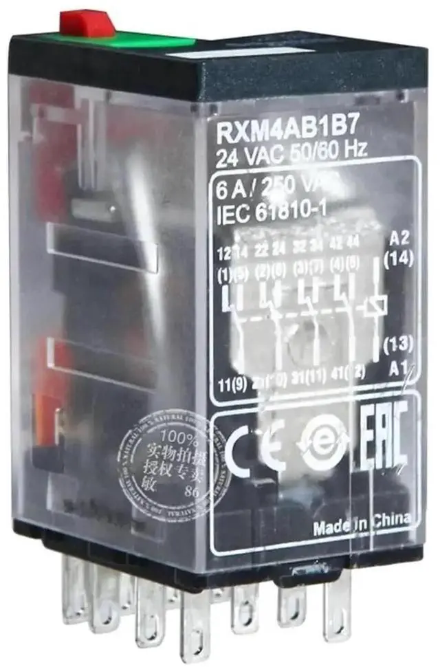 Alt view image 3 of 3 - 5PCS RXM Miniature relays Without LED RXM4AB1B7 RXM4AB1E7 RXM4AB1F7 RXM4AB1P7 RXM4AB1U7 4CO-6A(RXM4AB1B7 AC 24V)