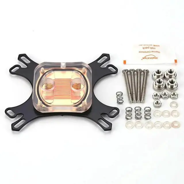 Alt view image 7 of 7 - JAENFONG Transparent CPU Water Cooler Computer PC Cooling Radiator for for with Screws CPU Water Block Waterblock Copper Base