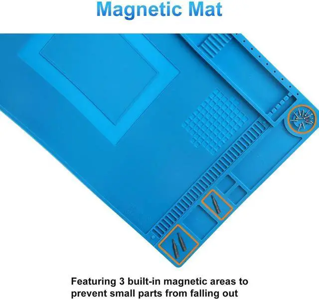 Alt view image 4 of 7 - JAENFONG Silicone Soldering Mat Electronics Mat, Solder Pad Heat Resistant 932°F, Magnetic Work Mat Silicone Repair Mat for Soldering, Computer, Laptop, Cell Phone, RC, Watch, Gun, Size 17.7" x 11.8