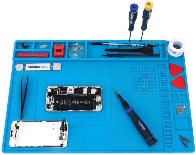 Main image of JAENFONG Silicone Soldering Mat Electronics Mat, Solder Pad Heat Resistant 932°F, Magnetic Work Mat Silicone Repair Mat for Soldering, Computer, Laptop, Cell Phone, RC, Watch, Gun, Size 17.7" x 11.8