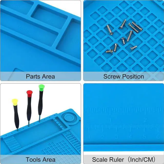 Alt view image 3 of 7 - JAENFONG Silicone Soldering Mat Electronics Mat, Solder Pad Heat Resistant 932°F, Magnetic Work Mat Silicone Repair Mat for Soldering, Computer, Laptop, Cell Phone, RC, Watch, Gun, Size 17.7" x 11.8