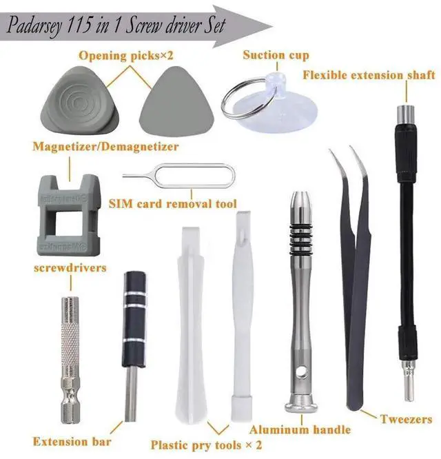 Alt view image 5 of 6 - JAENFONG Precision Screwdriver Set 115 in 1 Repair Tools Kit with Magnetic Driver Kit,Electronics Precision Screwdriver Set with Portable Bag for Repair Computer, Cell Phone, PC, iPhone,Lap Black