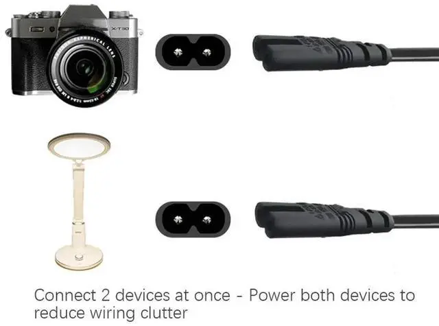 Alt view image 3 of 4 - JAENFONG IEC320 C8 To 2X C7 Y Split AC Power Cord, IEC Figure 8 Male To 2 Female 1 In 2 Out AC Power Cable