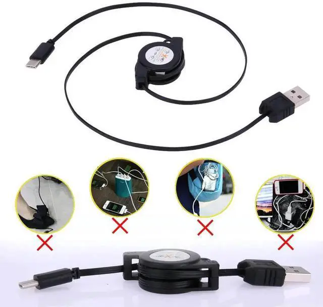Alt view image 4 of 4 - JAENFONG USB3.1 Type C Data Sync Charger Cable Portable Retractable Data Charger Cable Black Accessories for P9 Honor 8 Mate 9
