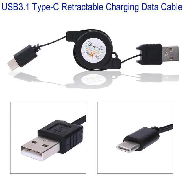 Alt view image 2 of 4 - JAENFONG USB3.1 Type C Data Sync Charger Cable Portable Retractable Data Charger Cable Black Accessories for P9 Honor 8 Mate 9