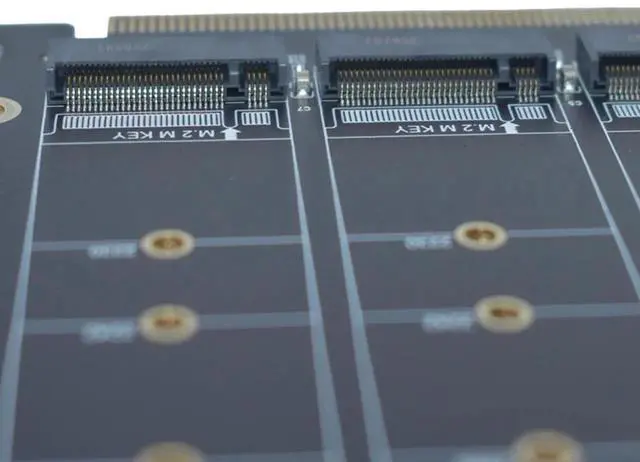 Alt view image 4 of 7 - JAENFONG M.2 PCIe Adapter x16 Gen4 for 4 Ports M2 SSDs, PCIe M.2 Expansion Card for 4 M.2 2280 2260 2242 2230 NVMe SSDs M Key