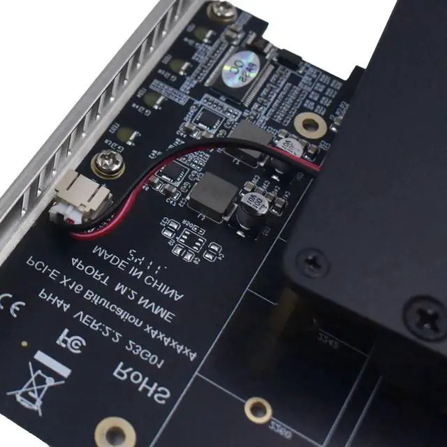 Alt view image 4 of 7 - JAENFONG M.2 PCIe Adapter x16 Gen4 for 4 Ports M2 SSDs, PCIe M.2 Expansion Card for 4 M.2 2280 2260 2242 2230 NVMe SSDs M Key with Advanced Cooling Ultra Quiet DC Brushless Fan