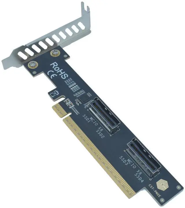 Alt view image 5 of 6 - JAENFONG PCIe 5.0 x16 to 2 MCIO x8 Adapter Card for 4 U.2 NVMe SSD (Upward Interface)