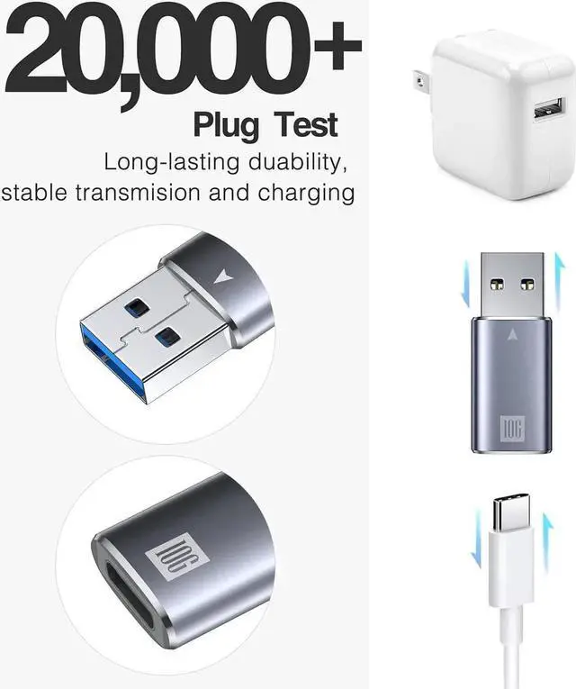 Alt view image 2 of 7 - JAENFONG USB C Female to USB Male Adapter, [10Gbps] USB 3.1 A to USB C Adapter SuperSpeed Data Sync. USB 3.1 Gen 2 Type C to USB A Charger Connector for PC Laptop Power Bank, Type-C Earphone