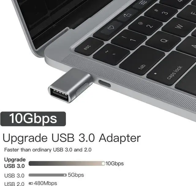 Alt view image 5 of 7 - JAENFONGUpgrade 10Gbps USB C to USB 3.0 OTG Adapter (4 Pack), USB Type C Male to USB A Female, Thunderbolt 4/3 to USB Converter for M-ac-Book Pro/Air, i-Pad, i-Mac and More Type C Devices - Space Grey