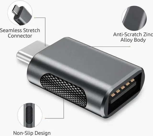 Alt view image 6 of 7 - JAENFONGUpgrade 10Gbps USB C to USB 3.0 OTG Adapter (4 Pack), USB Type C Male to USB A Female, Thunderbolt 4/3 to USB Converter for M-ac-Book Pro/Air, i-Pad, i-Mac and More Type C Devices - Space Grey