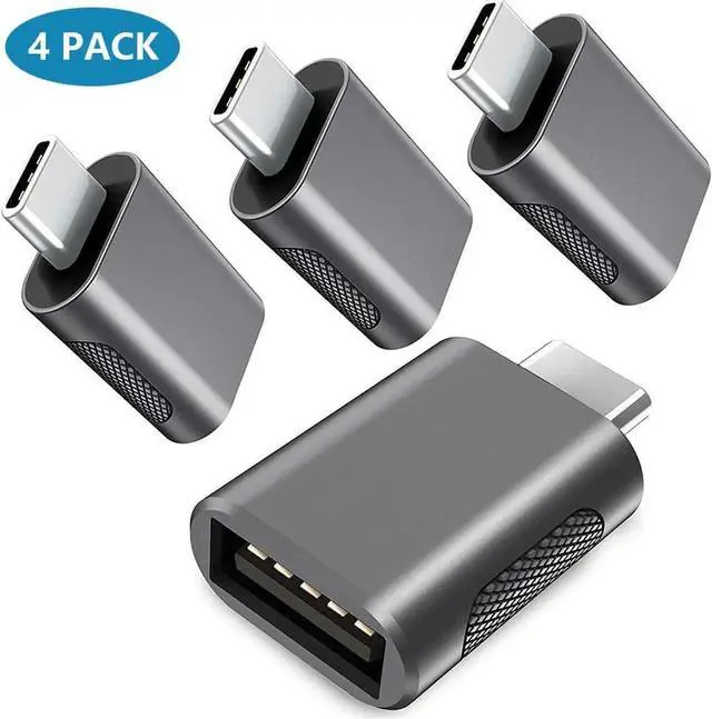 Alt view image 2 of 7 - JAENFONGUpgrade 10Gbps USB C to USB 3.0 OTG Adapter (4 Pack), USB Type C Male to USB A Female, Thunderbolt 4/3 to USB Converter for M-ac-Book Pro/Air, i-Pad, i-Mac and More Type C Devices - Space Grey