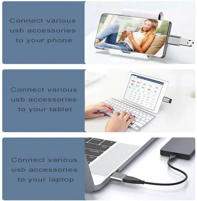 Alt view image 4 of 6 - JAENFONG USB C to USB Adapter 3.1 Gen 2, 10Gbps USB to USB C Adapter, USB-C Male to USB 3.0 A Female USB 3.2 Type C OTG Converter for MacBook pro Laptop PC iMac iPad air
