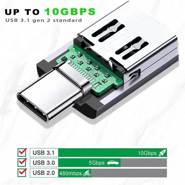 Alt view image 2 of 6 - JAENFONG USB C to USB Adapter 3.1 Gen 2, 10Gbps USB to USB C Adapter, USB-C Male to USB 3.0 A Female USB 3.2 Type C OTG Converter for MacBook pro Laptop PC iMac iPad air