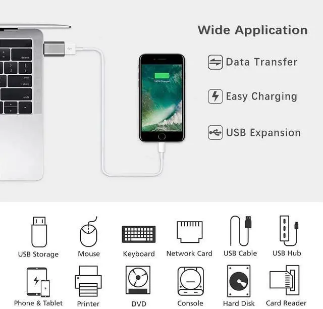 Alt view image 6 of 6 - JAENFONG USB C to USB Adapter 3.1 Gen 2, 10Gbps USB to USB C Adapter, USB-C Male to USB 3.0 A Female USB 3.2 Type C OTG Converter for MacBook pro Laptop PC iMac iPad air