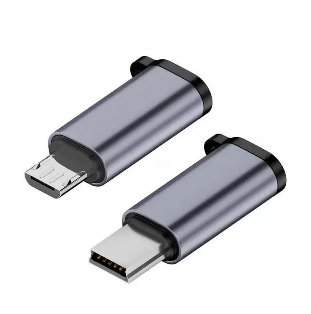 Main image of JAENFONG 2 Pack USB 2.0 Micro USB/Mini USB Male to USB C Female 480Mbps Data Transfer 12W 5V 2.4A Charging Converter Adapter