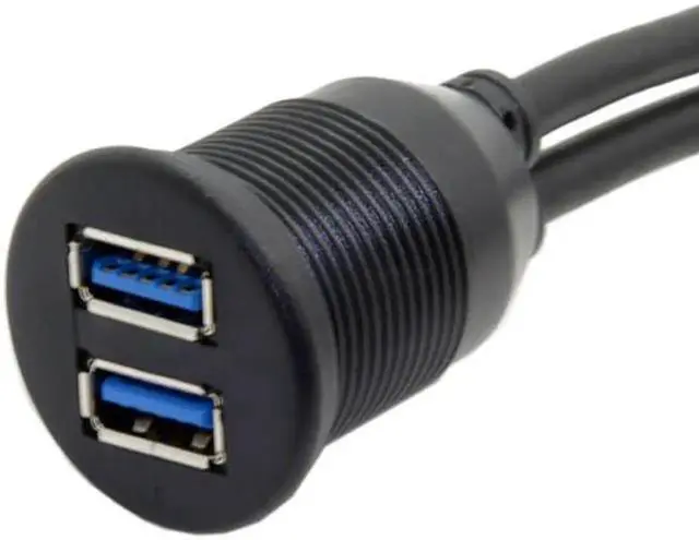 Alt view image 3 of 7 - 1m Waterproof Dual USB 3.0 Extension AUX Flush Mount Car Mount Extension Cable for Dashboard Panel U3-383-2P-1.0M