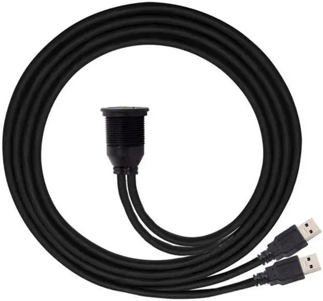 Alt view image 5 of 7 - 1m Waterproof Dual USB 3.0 Extension AUX Flush Mount Car Mount Extension Cable for Dashboard Panel U3-383-2P-1.0M