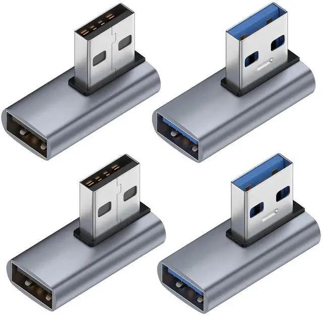 Main image of JAENFONG 90 Degree USB 3.1 Adapter,Right Angle USB A Male to Female Adapter for PC,Laptop,USB A Charger and More USB Devices (2-Left&2-Right)