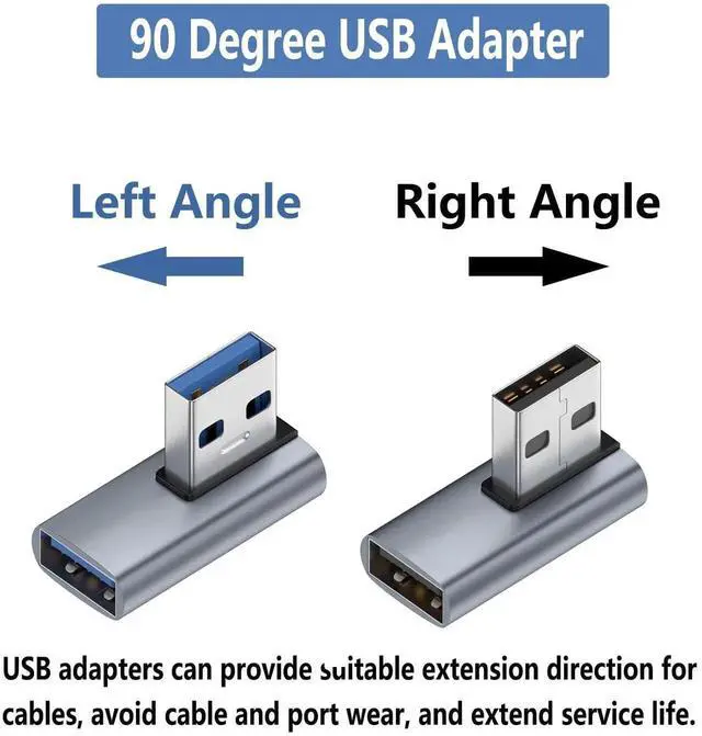 Alt view image 2 of 5 - JAENFONG 90 Degree USB 3.1 Adapter,Right Angle USB A Male to Female Adapter for PC,Laptop,USB A Charger and More USB Devices (2-Left&2-Right)
