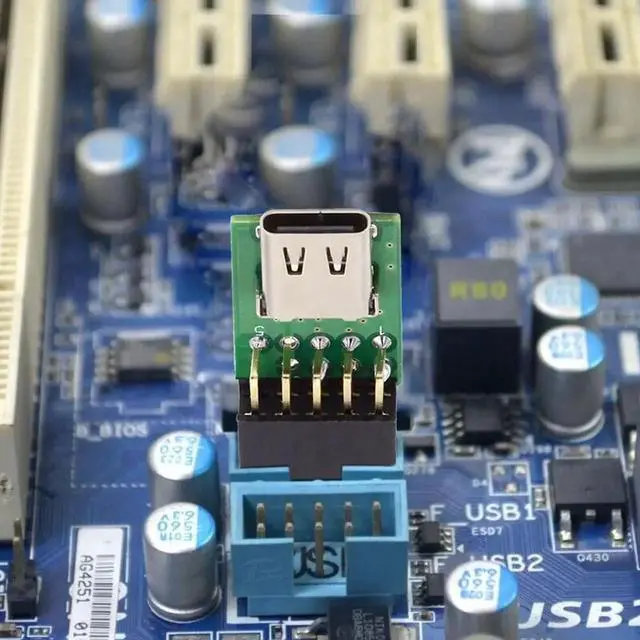 Alt view image 6 of 7 - JAENFONG Adapter Single Port USB 3.1 Type C USB-C Female to USB 2.0 Motherboard 9pin 10pin Header Adapter PCBA 480Mbps