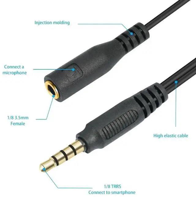 Alt view image 2 of 3 - JAENFONG Dual Female Audio Cable Y Splitter Cable 3.5 Mm 1 Male To 2 Female for Earphone Headset Headphone MP3 MP4 Stereo Plug Adapter
