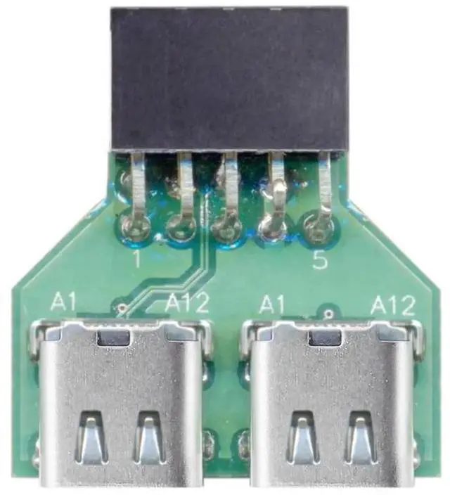 Main image of JAENFONG Adapter Dual Ports USB 3.1 Type C USB-C Female to USB 2.0 Motherboard 9pin 10pin Header Adapter PCBA 480Mbps
