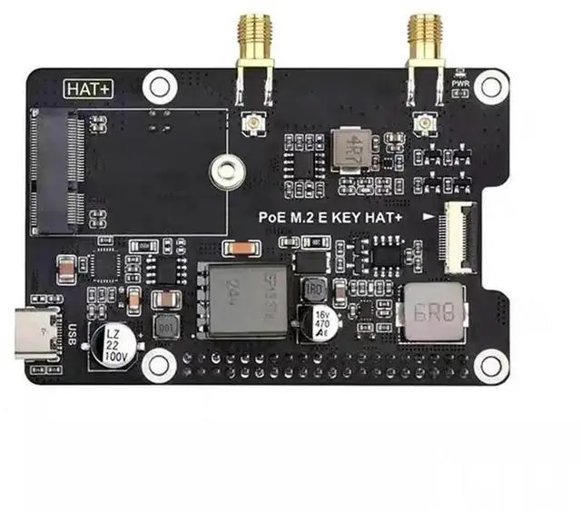 Alt view image 7 of 7 - JAENFONG For Raspberry Pi 5 PCIe to M.2 E KEY with PoE HAT+ Supports NGFF Wireless Network Card/Bluetooth for RPI 5