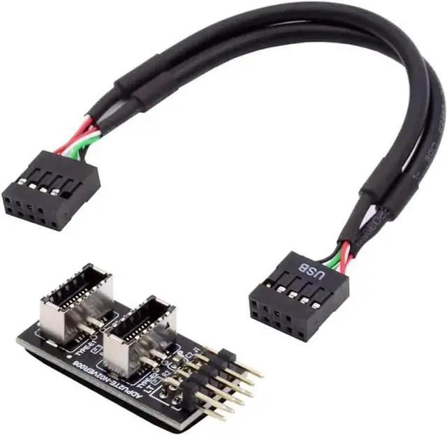 Alt view image 6 of 6 - Motherboard USB 2.0 9pin Header to Dual USB 3.2 Front Panel Socket Key-A Type-E Extension Hub Splitter Adapter - USB 9 Pin to 2x USB 3.2 Motherbaord Connectors Extender - 6" USB 9-pin Internal Cable
