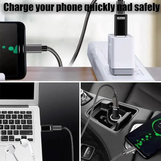 Alt view image 7 of 7 - JAENFONG [2 PACK] Updated USB 3.1 GEN 2 Male to Type-C Female Adapter, USB A to USB C Adapter Support Double Sides 10Gbps Charging & Data Transfer,USB A to USB C 3.1 Converter for PC, Laptop, Charger