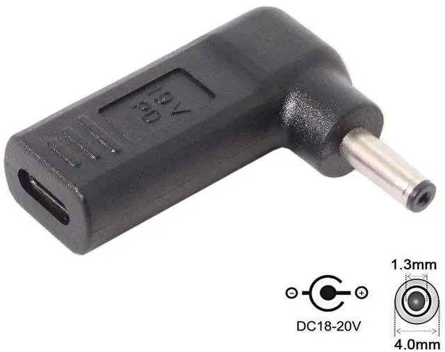 Alt view image 4 of 6 - JAENFONG USB 3.1 Type C USB-C to DC 19V Adapter PD Emulator Trigger 90 Degree Angled (4.0x1.3mm)