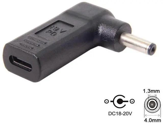 Alt view image 2 of 6 - JAENFONG USB 3.1 Type C USB-C to DC 19V Adapter PD Emulator Trigger 90 Degree Angled (4.0x1.3mm)