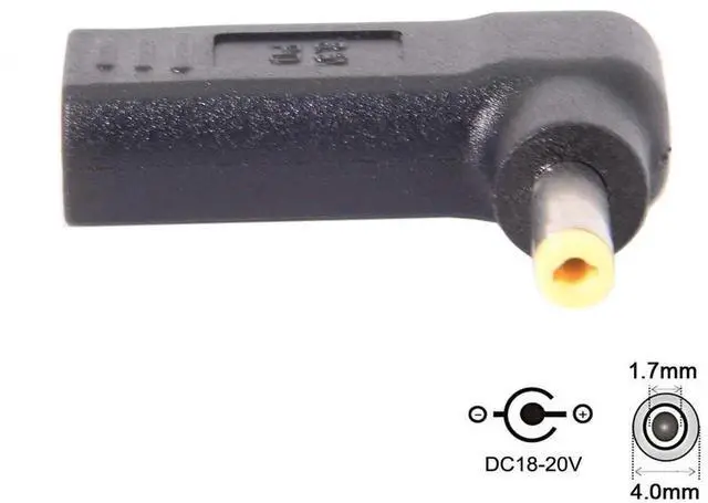 Alt view image 4 of 7 - JAENFONG USB 3.1 Type C USB-C to DC 19V Adapter PD Emulator Trigger 90 Degree Angled (4.0x1.7mm)