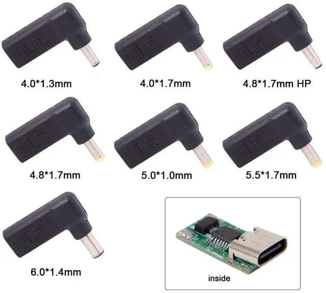 Alt view image 6 of 7 - JAENFONG USB 3.1 Type C USB-C to DC 19V Adapter PD Emulator Trigger 90 Degree Angled (4.0x1.7mm)