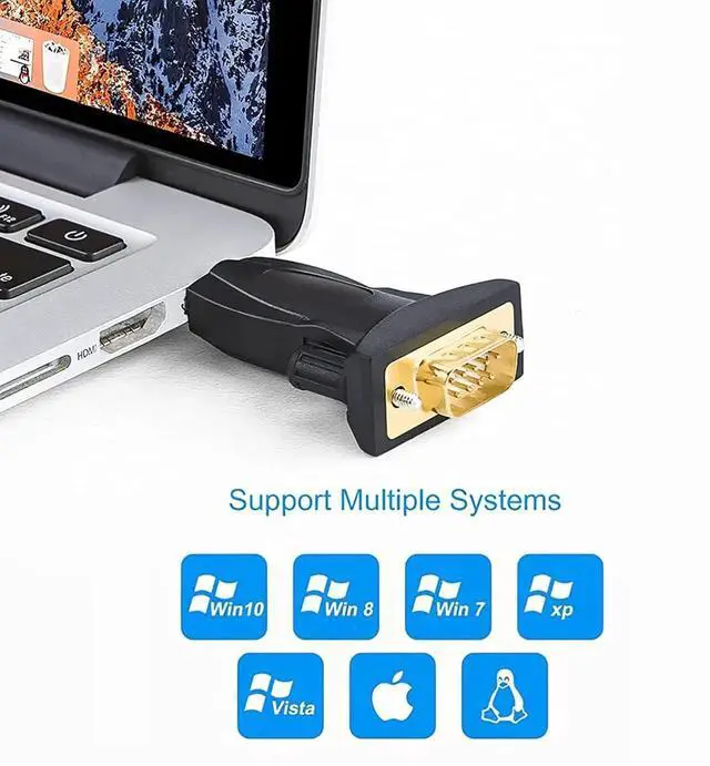 Alt view image 3 of 7 - JAENFONG CableCreation USB to RS232 Male Adapter with PL2303 Chipset, USB to DB9 Serial Converter for Windows 11, 10, 8.1, 8, 7, Linux and Mac OS,Black