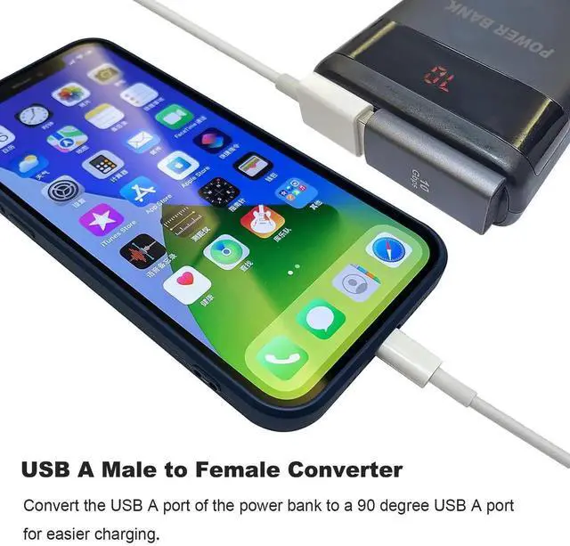 Alt view image 2 of 6 - JAENFONG 90 Degree USB 3.1 Adapter 2 Pack, Left Angle USB A Male to Female Converter Extender for PC, Laptop, USB A Charger, Power Bank and More