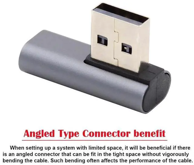 Alt view image 5 of 7 - JAENFONG USB-C Type C Female Low Profile 90 Degree Right Angled to USB 3.0 A Male Data Adapter for Laptop Desktop