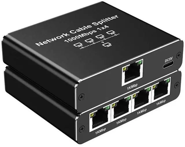 Alt view image 6 of 7 - JAENFONG 1 To 4 Gigabit Ethernet Splitter with USB Power Cable 1000Mbps High Speed 4 Devices Simultaneously Networking for Cat6/7/8 Cable